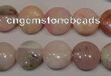 COP1015 15.5 inches 14mm flat round natural pink opal gemstone beads