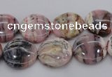 COP1260 15.5 inches 10mm flat round natural pink opal gemstone beads