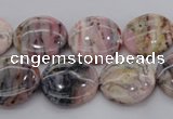 COP1261 15.5 inches 12mm flat round natural pink opal gemstone beads