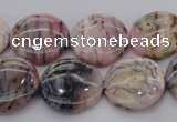 COP1262 15.5 inches 14mm flat round natural pink opal gemstone beads