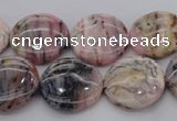 COP1262 15.5 inches 14mm flat round natural pink opal gemstone beads