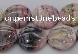 COP1263 15.5 inches 16mm flat round natural pink opal gemstone beads