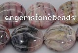 COP1265 15.5 inches 20mm flat round natural pink opal gemstone beads