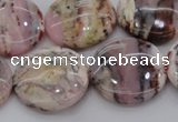 COP1266 15.5 inches 22mm flat round natural pink opal gemstone beads