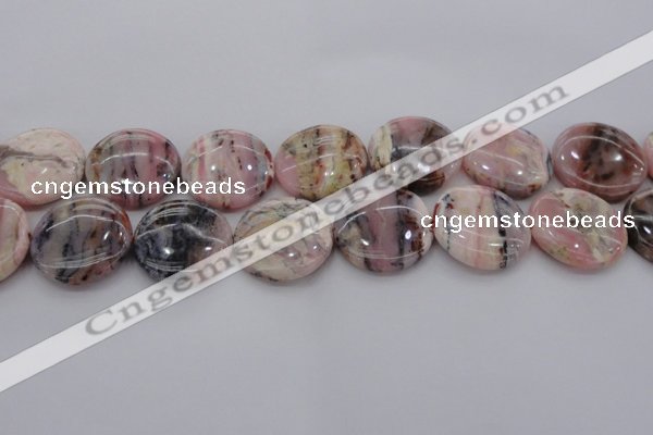 COP1266 15.5 inches 22mm flat round natural pink opal gemstone beads