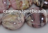 COP1267 15.5 inches 25mm flat round natural pink opal gemstone beads