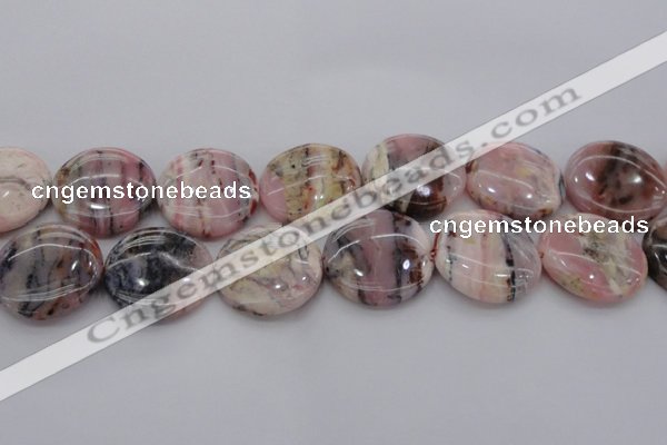 COP1268 15.5 inches 30mm flat round natural pink opal gemstone beads