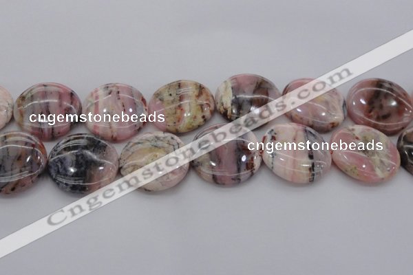 COP1269 15.5 inches 35mm flat round natural pink opal gemstone beads