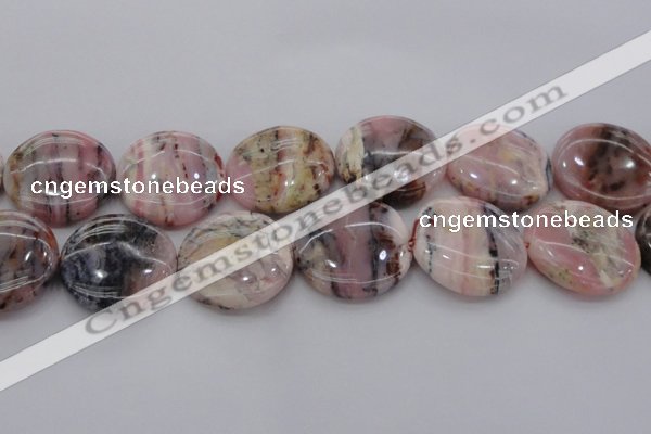 COP1270 15.5 inches 40mm flat round natural pink opal gemstone beads