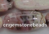 COP1284 15.5 inches 30*60mm oval natural pink opal gemstone beads