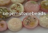 COP1295 15.5 inches 12mm flat round natural pink opal beads