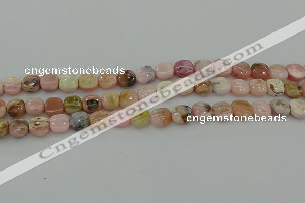 COP1297 15.5 inches 8*8mm square natural pink opal beads