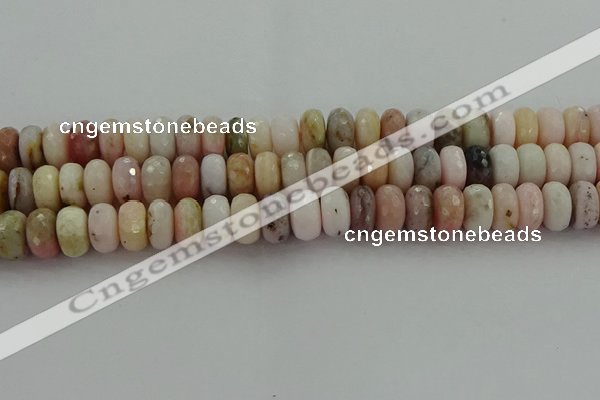 COP1324 15.5 inches 7*12mm faceted rondelle natural pink opal beads