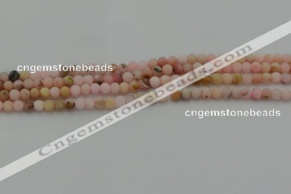 COP1330 15.5 inches 4mm round matte natural pink opal gemstone beads