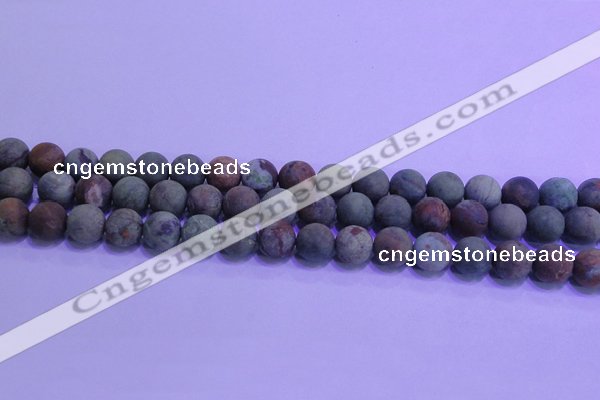 COP1352 15.5 inches 8mm round matte green opal gemstone beads