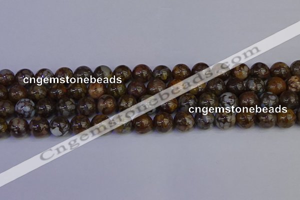 COP1374 15.5 inches 12mm round fire lace opal beads wholesale