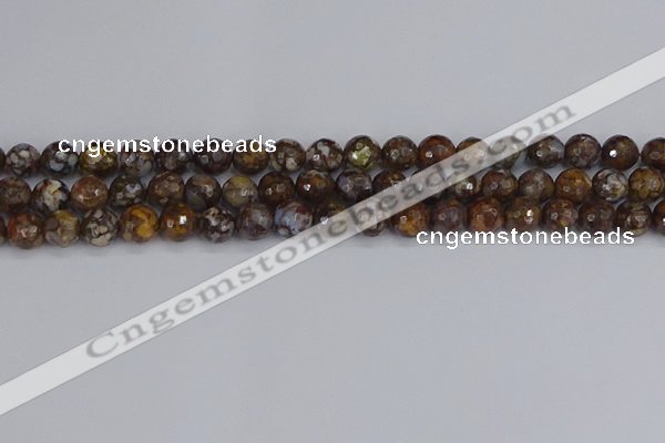 COP1388 15.5 inches 8mm faceted round fire lace opal beads