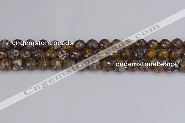 COP1389 15.5 inches 10mm faceted round fire lace opal beads