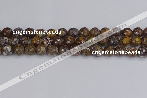 COP1390 15.5 inches 12mm faceted round fire lace opal beads