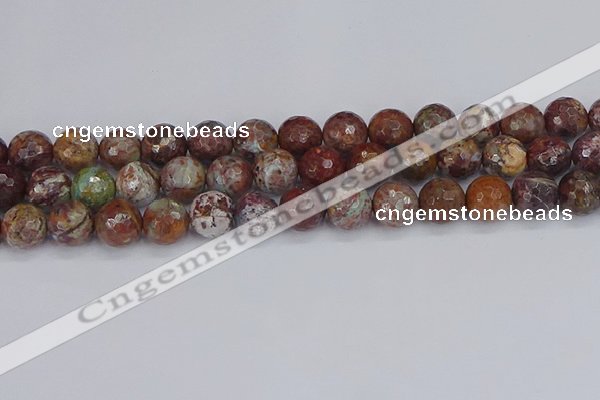 COP1397 15.5 inches 12mm faceted round African green opal beads