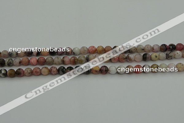 COP1411 15.5 inches 6mm faceted round natural pink opal gemstone beads