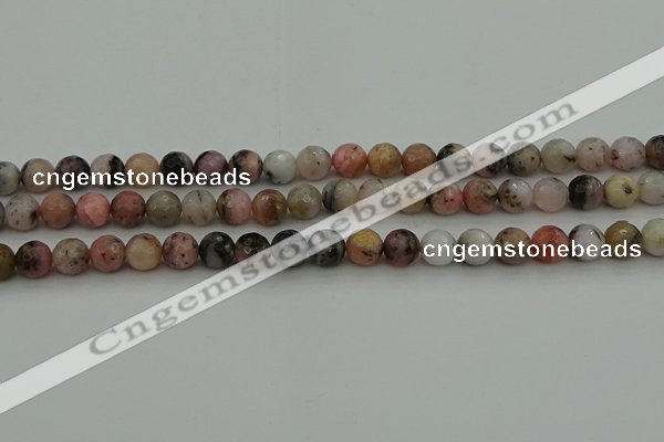 COP1413 15.5 inches 10mm faceted round natural pink opal gemstone beads