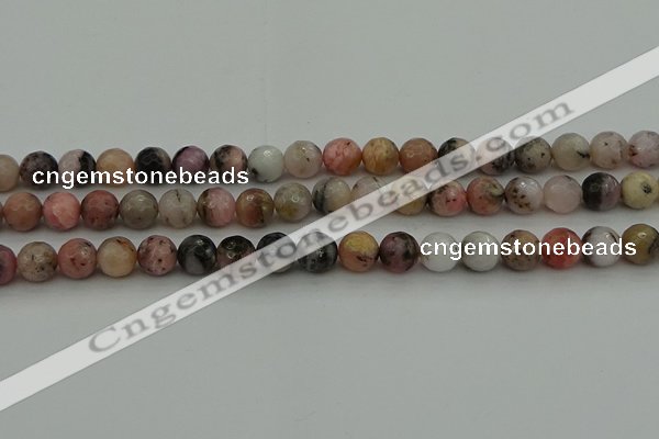 COP1414 15.5 inches 12mm faceted round natural pink opal gemstone beads