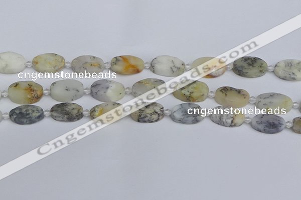 COP1432 15.5 inches 12*18mm oval white opal gemstone beads