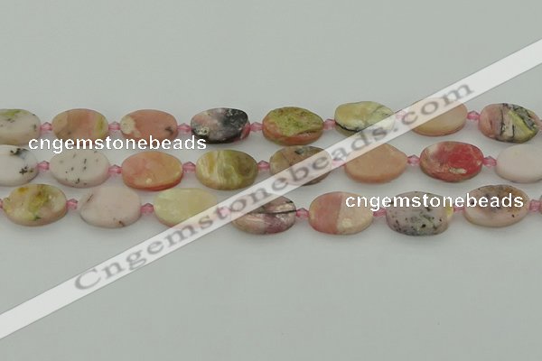 COP1437 15.5 inches 12*18mm oval natural pink opal gemstone beads