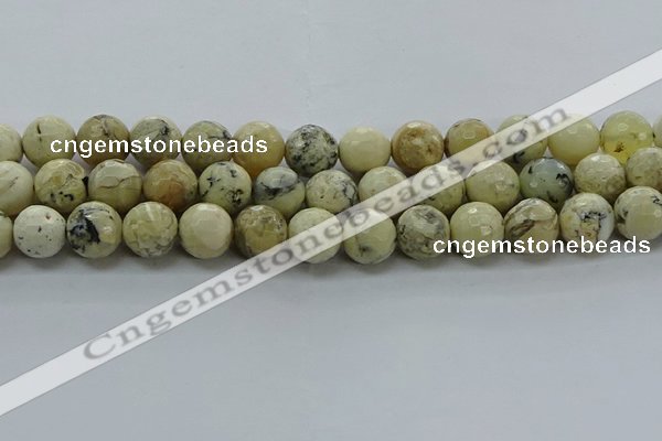 COP1474 15.5 inches 12mm faceted round African opal gemstone beads