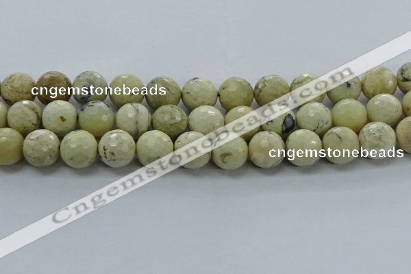 COP1475 15.5 inches 14mm faceted round African opal gemstone beads