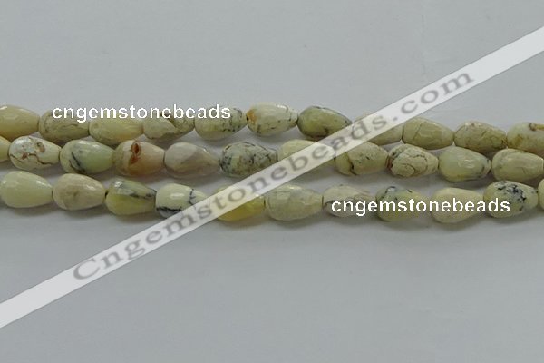 COP1480 15.5 inches 8*12mm faceted teardrop African opal gemstone beads