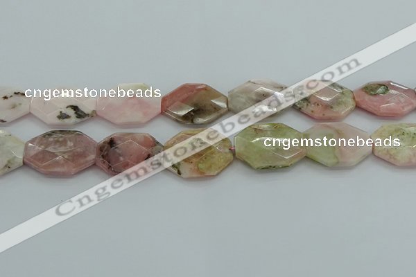 COP1494 15.5 inches 25*35mm faceted freeform natural pink opal beads