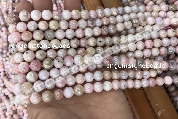 COP1541 15.5 inches 6mm round AB-color natural pink opal beads