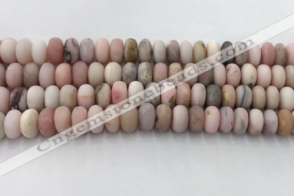 COP1548 15.5 inches 6*10mm rondelle matte natural pink opal beads