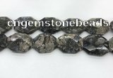 COP1552 30*40mm - 35*45mm faceted octagonal grey opal beads