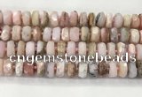 COP1553 15.5 inches 6*12mm - 8*13mm faceted tyre natural pink opal beads