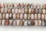 COP1554 15.5 inches 6*13mm - 8*14mm faceted tyre natural pink opal beads