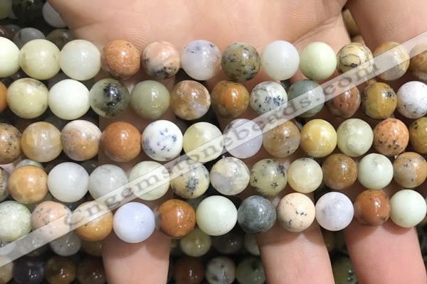 COP1568 15.5 inches 8mm round yellow moss opal beads wholesale