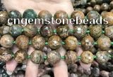 COP1645 15.5 inches 16mm faceted round green opal gemstone beads