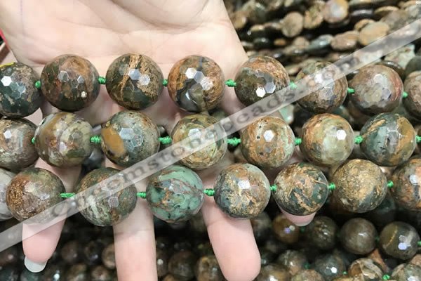 COP1646 15.5 inches 20mm faceted round green opal gemstone beads