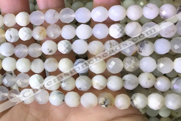 COP1667 15.5 inches 8mm faceted round white opal beads