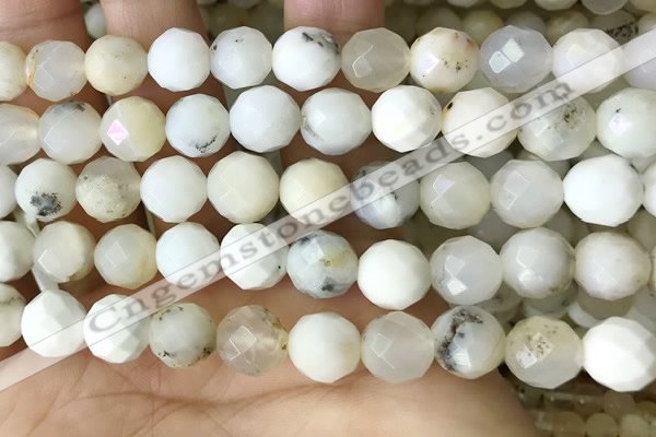 COP1668 15.5 inches 10mm faceted round white opal beads