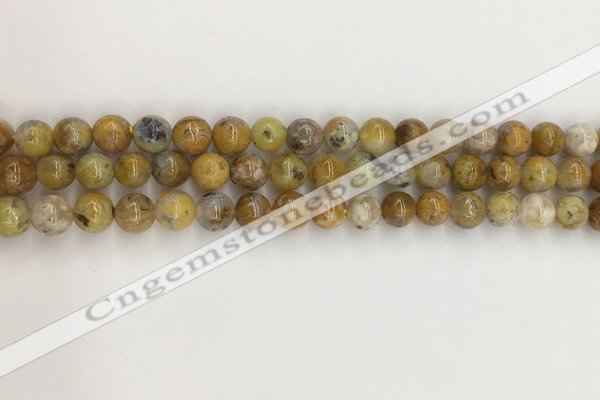 COP1671 15.5 inches 8mm round yellow opal gemstone beads