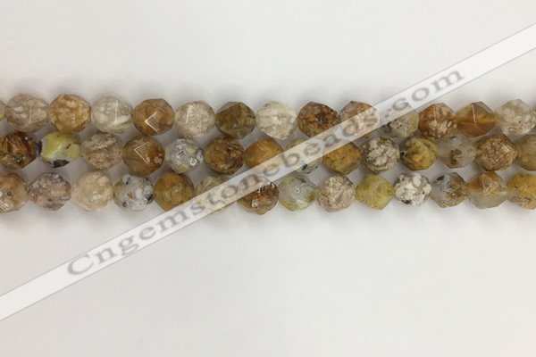 COP1675 15.5 inches 6mm faceted nuggets yellow opal gemstone beads