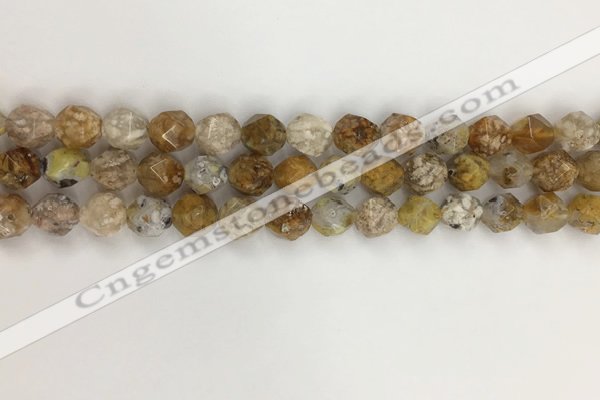 COP1675 15.5 inches 6mm faceted nuggets yellow opal gemstone beads