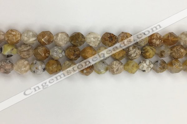 COP1677 15.5 inches 10mm faceted nuggets yellow opal gemstone beads