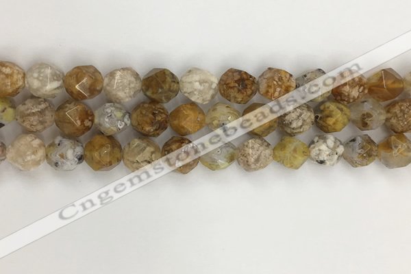 COP1678 15.5 inches 12mm faceted nuggets yellow opal gemstone beads