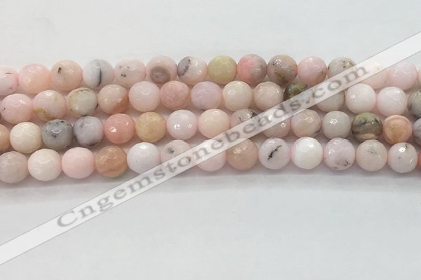 COP1712 15.5 inches 8mm faceted round natural pink opal beads