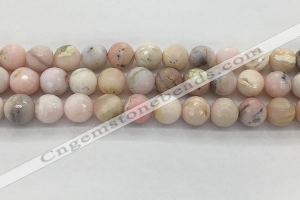 COP1714 15.5 inches 12mm faceted round natural pink opal beads